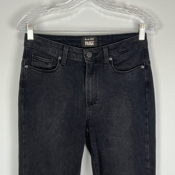 Paige Rosie HW Madeline Undone Hem Skinny Jeans Black Dusk size 27 - Picture 3 of 12